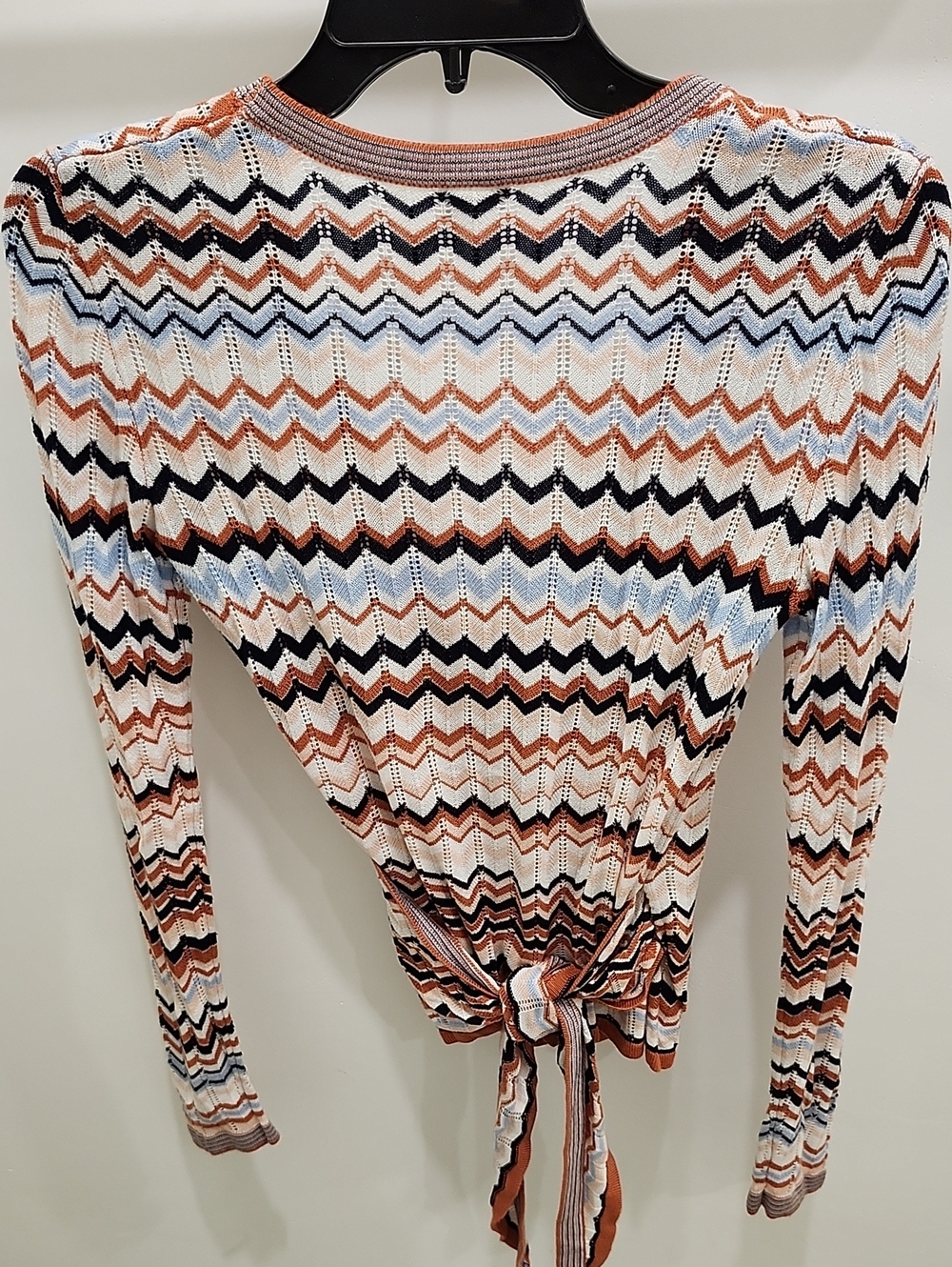 Rust, Black, Rust Multi Chevron Open Cardigan - Picture 4 of 5